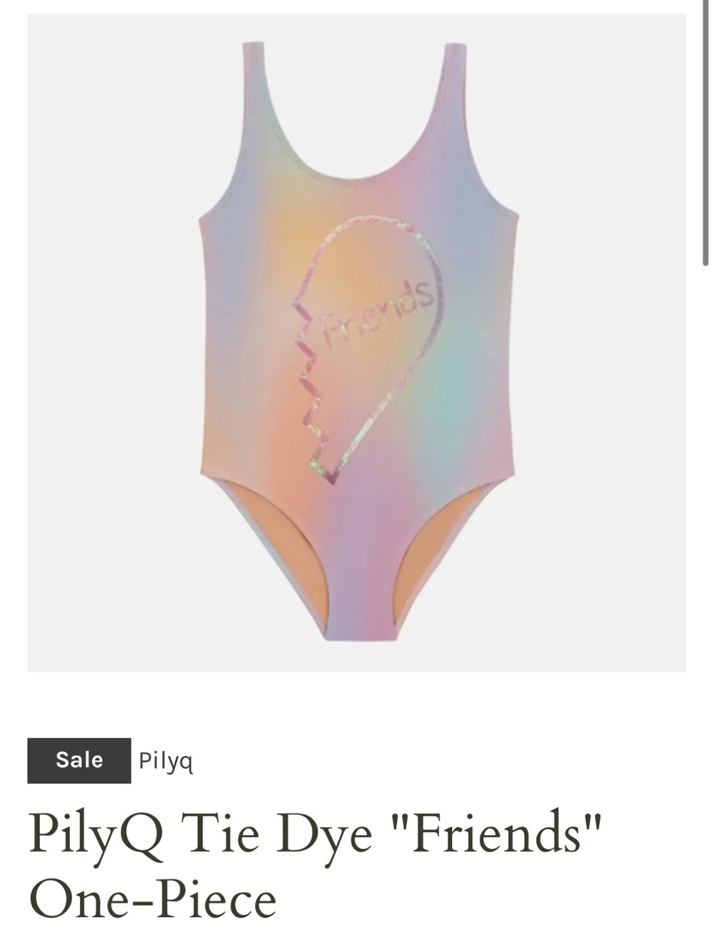 Pilyq “Friends” tie dye Pastel Pink and Shimmery Gold One-Piece